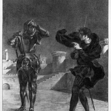 Eugène Delacroix. The Phantom on the Terrace, Hamlet, 1843.